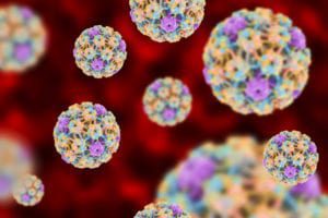 Human papillomaviruses on colorful background